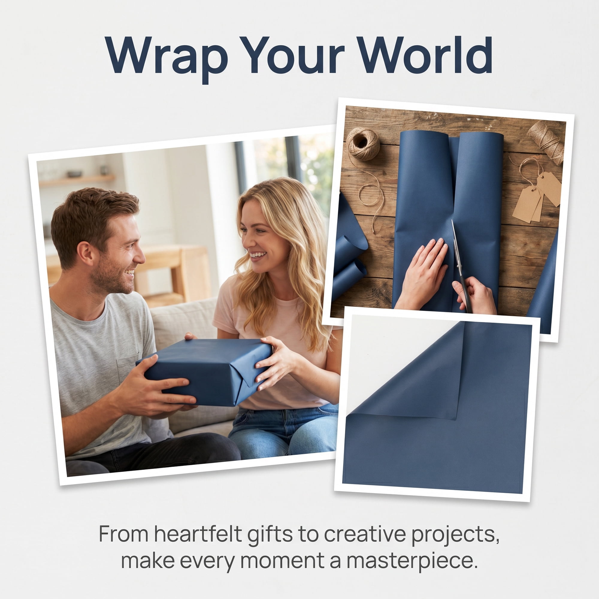 Unique Bargains Thick Gift Wrapping Paper Anti-Tear Giant Matte Sheets Blue 39.4" x 27.6"