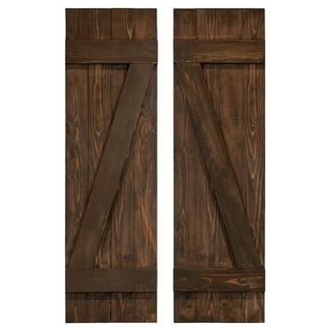 14 in. x 72 in. Coffee Brown Z Board & Batten Exterior Shutters Pair