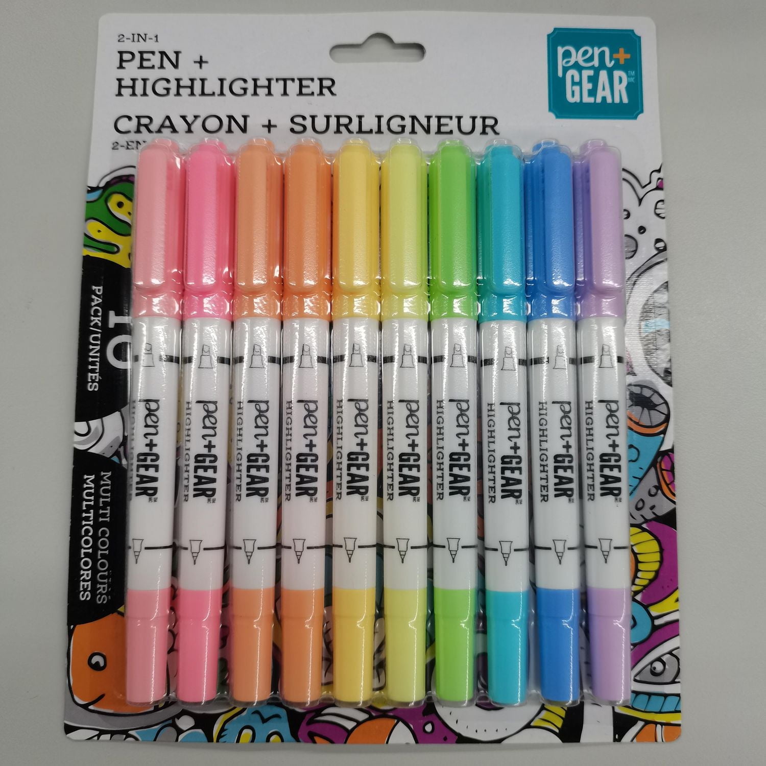 PEN+GEAR 10PK 2EN1<br>STYLO+SURLIGNEUR