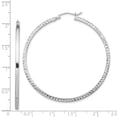thumbnail image 4 of Auriga Fine Jewelry 925 Sterling Silver Rhodium-plated Diamond-cut 2x50mm Square Tube Hoop Earrings for Women, 4 of 6
