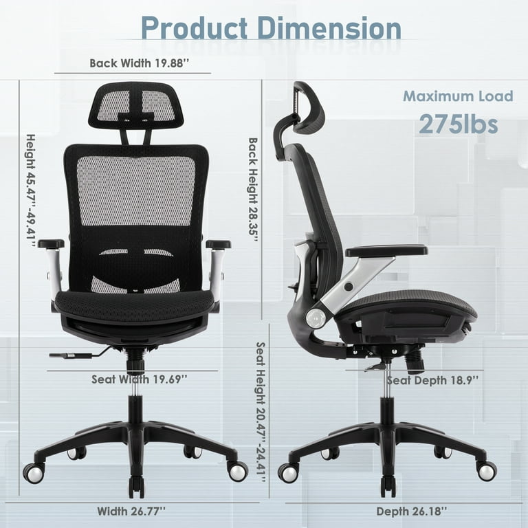 Colamy Ergonomic Mesh Office Chair High Back Flip up Armrests