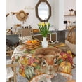 thumbnail image 4 of Thanksgiving Pumpkins Squirrel Square/Round Tablecloths 52x52,Farmhouse Buffalo Bird Leaf Table Cloth Table Cover Indoor/Outdoor Tabletop Decor for Wedding Holiday Party Dinner Baby Shower, 4 of 7