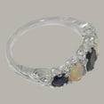 thumbnail image 4 of LBG British Made 18k White Gold Natural Sapphire & Opal Womens Engagement Ring - 33 size options - Size 9.25, 4 of 6