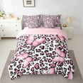 thumbnail image 2 of Homewish Flying Pink Butterflies Girl Bedding Comforter Set 7 Pieces,Leopard Print Full Bedding Set Lightweight,Black Pink Fitted Sheet Flat Sheet,Breathable Home Decor,Reversible, 2 of 8