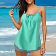 thumbnail image 3 of Jacenvly Women'S Plus Size Two Piece Clearance New Style Sleeveless Swimsuit Solid Crewneck Surfing Swimwear Satiny Women Conservative Print Strappy Back Set Two Piece Swimsuits Swimdress Green, 3 of 9