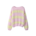 thumbnail image 1 of Gupgi Women Striped Sweaters Long Sleeve Loose Knit Pullover Preppy Jumper Tops for Fall Winter, 1 of 6