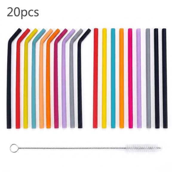 ROSEXIXI Silicone Drinking Straws 20Pcs Reusable Silicone Simply Juice Straws Flexible Drinking Accessories Small Bent Silicone Pipe For Drinks Juice Cups And Drink Dispensers For Parties