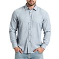 thumbnail image 6 of LODIENY Men's Stretch Wrinkle Free Dress Shirt Long Sleeve Collared Button Down Shirts Regular Fit Wedding Work Blouses Navy XL, 6 of 7
