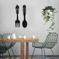 thumbnail image 2 of 2pcs Metal Fork Spoon Wall Decor Black Sign Kitchen Rustic Hanging Sculpture Farmhouse Decor for Home Kitchen Room Decor, 2 of 10