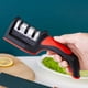 thumbnail image 5 of Afilador de cuchillos de cocina de 3 secciones, multifunción, portátil, de tres usos, de color negro y rojo, para cocina, 5 of 5