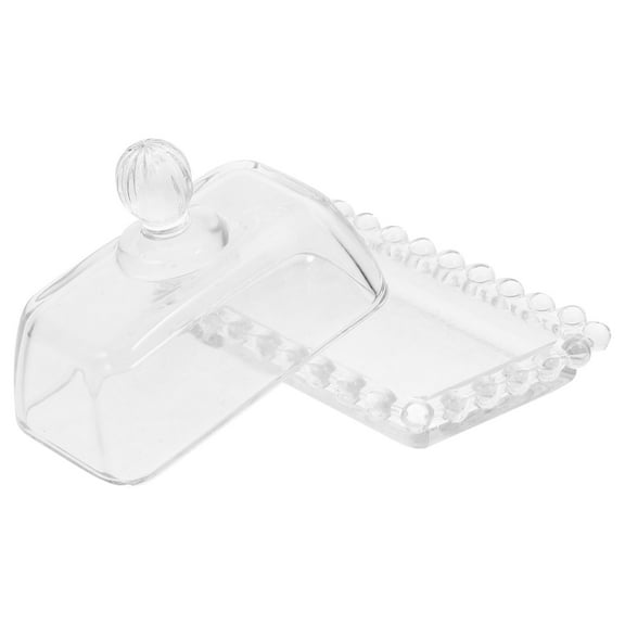 Glass Butter Dish with Lid 1 Set for Countertop Butter Holder Container Keeper Cake Plate