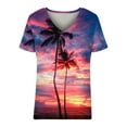 thumbnail image 4 of GaThRRgYP Tops for Women Trendy,Summer Tops for Women 2025,Womens Spring and Summer Casual V-Neck T-shirt Printed Short Sleeved Top Pink S, 4 of 5