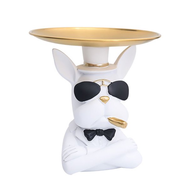 Figuritas de arte Bulldog con decoración de caja de almacenamiento de resina de paleta para cafetería de oficina Hugtrwg Para estrenar