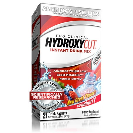 Hydroxycut Energy & Metabolism Booster Weight Loss Instant Drink Mix, Wildberry Drink Packets, 21 (Best Running Time For Weight Loss)