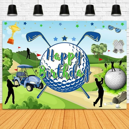 Image of Golf Birthday Backdrop - Sports Themed Happy Birthday Decorations for Men Boys 7x5ft
