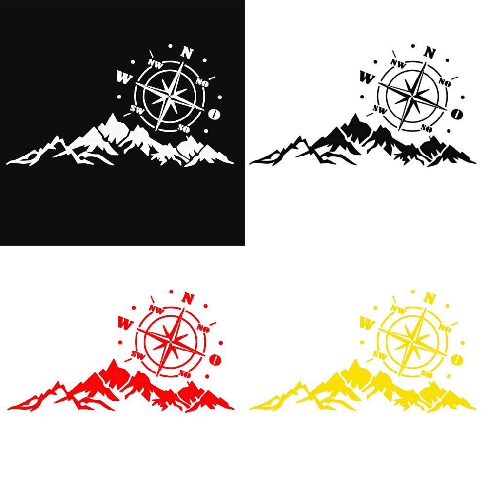 Walbest Car Decals Compass with Mountain Stickers Waterproof Vinyl Hood Decal/Car Window Stickers/Auto Graphics Body Side 1 PCS Car Stickers for Wrangler SUV Decoration (White) - image 4 of 6