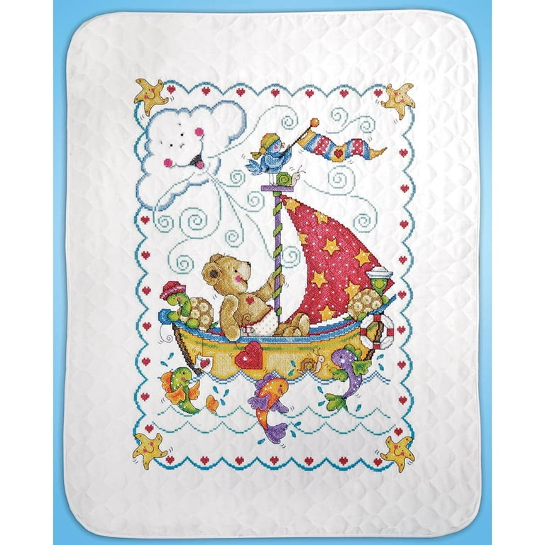 Design Works Crafts Janlynn Stamped for Cross Stitch Baby Quilt Kit