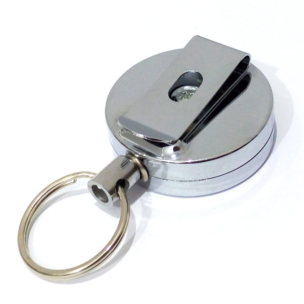 4pcs Retractable Key Holder with Metal Belt Clip & Recoil Wire Split Ring Great 