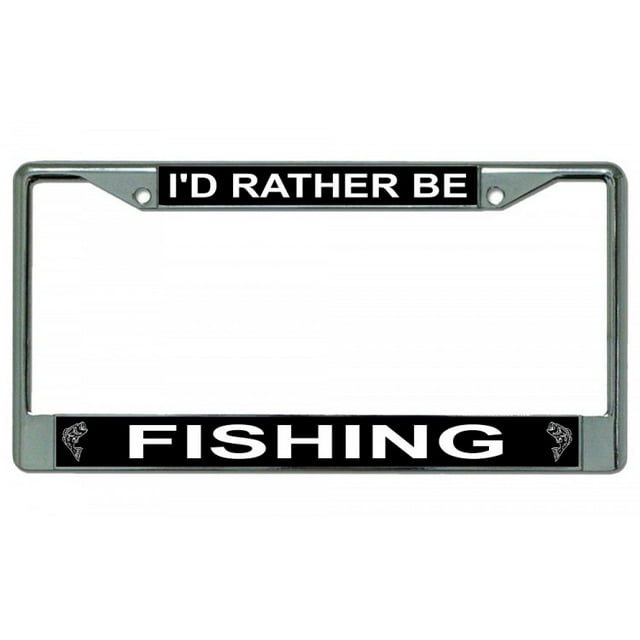 I'd Rather Be Fishing Photo License Plate Frame Free Screw Caps with this Frame