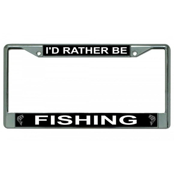 I'd Rather Be Fishing Photo License Plate Frame Free Screw Caps with this Frame