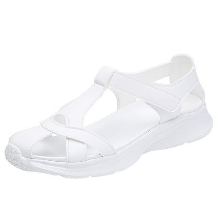 

Mackneog Summer Breathable Peep Toe Sandals Women Sport Beach Comfortable Hook Loop Wedges Shoes Gift on Clearance