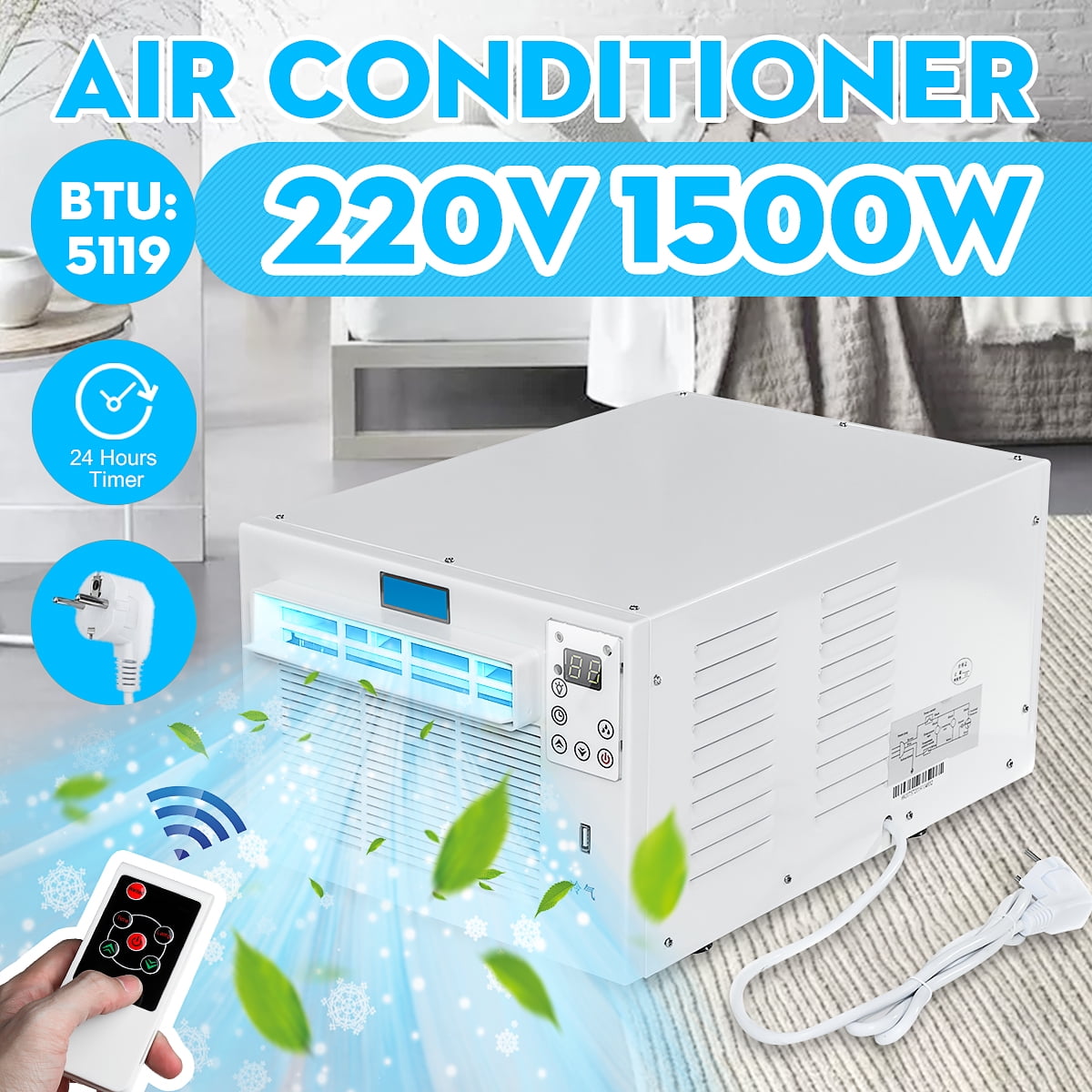 1500W 5115BTU Window Desk Air Conditioner Refrigerated Cold/Heat Dual