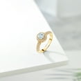 thumbnail image 4 of Gem Stone King 18K Yellow Gold Plated Silver Sky Blue Aquamarine and White Moissanite Engagement Ring for Women (1.06 Cttw, Round 5MM, Available in Size 5, 6, 7, 8, 9), 4 of 6
