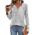 thumbnail image 2 of Maplenight Long Sleeve Shirts for Women Henley V Neck Tunic Tops Business Casual Loose Fit Floral Blouses Fall Fashion Outfits, 2 of 5