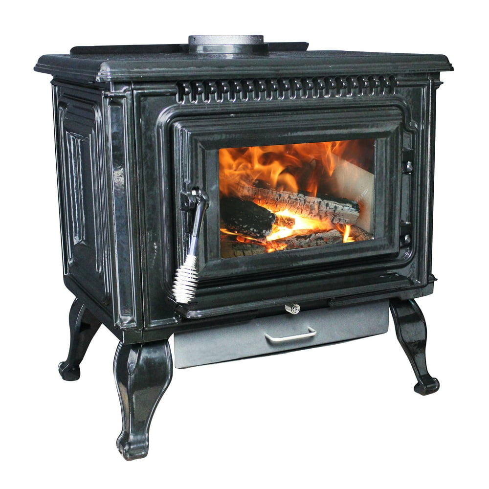 Ashley 2,000 Sq. Ft. EPA Certified Black Enameled Porcelain Cast Iron