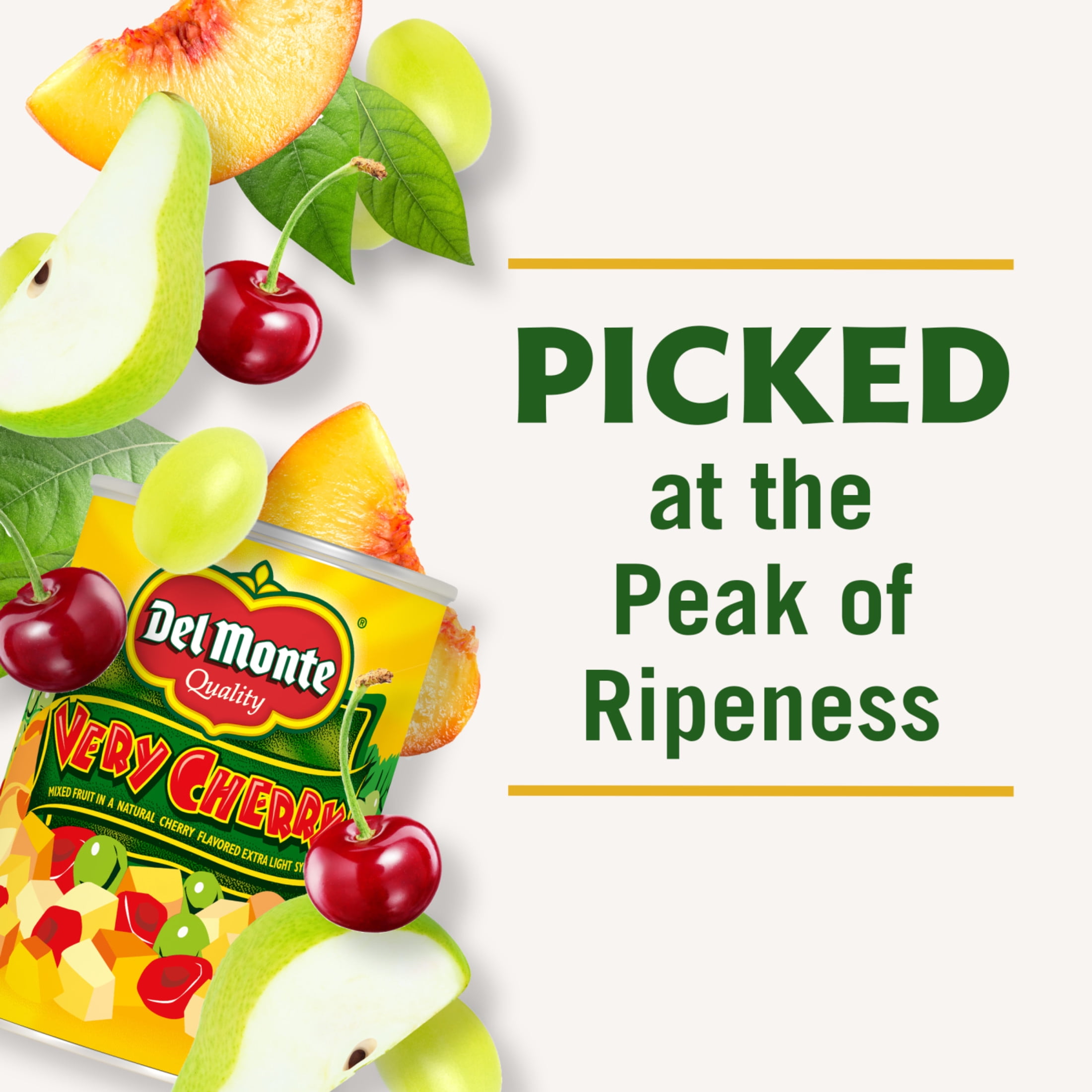3x-Del Monte Very Cherry Mixed Fruit in Extra Light Syrup Canned Fruit 15 oz Can