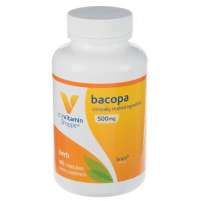 The Vitamin Shoppe Bacopa 500MG (Bacopa Monnieri), Clinically Studied Ingredient, Herbal Brain Support Supplement, Once Daily (100