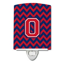Letter O Chevron Yale Blue and Crimson Ceramic Night Light