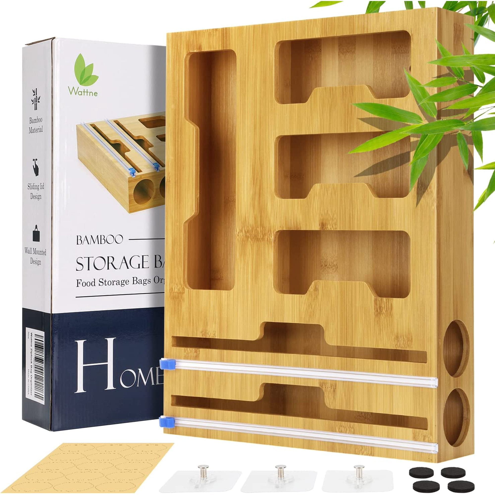 GoXteam Ziplock Bag Storage Organizer for Kitchen Drawer & Wrap Dispenser with Cutter, 6 in 1