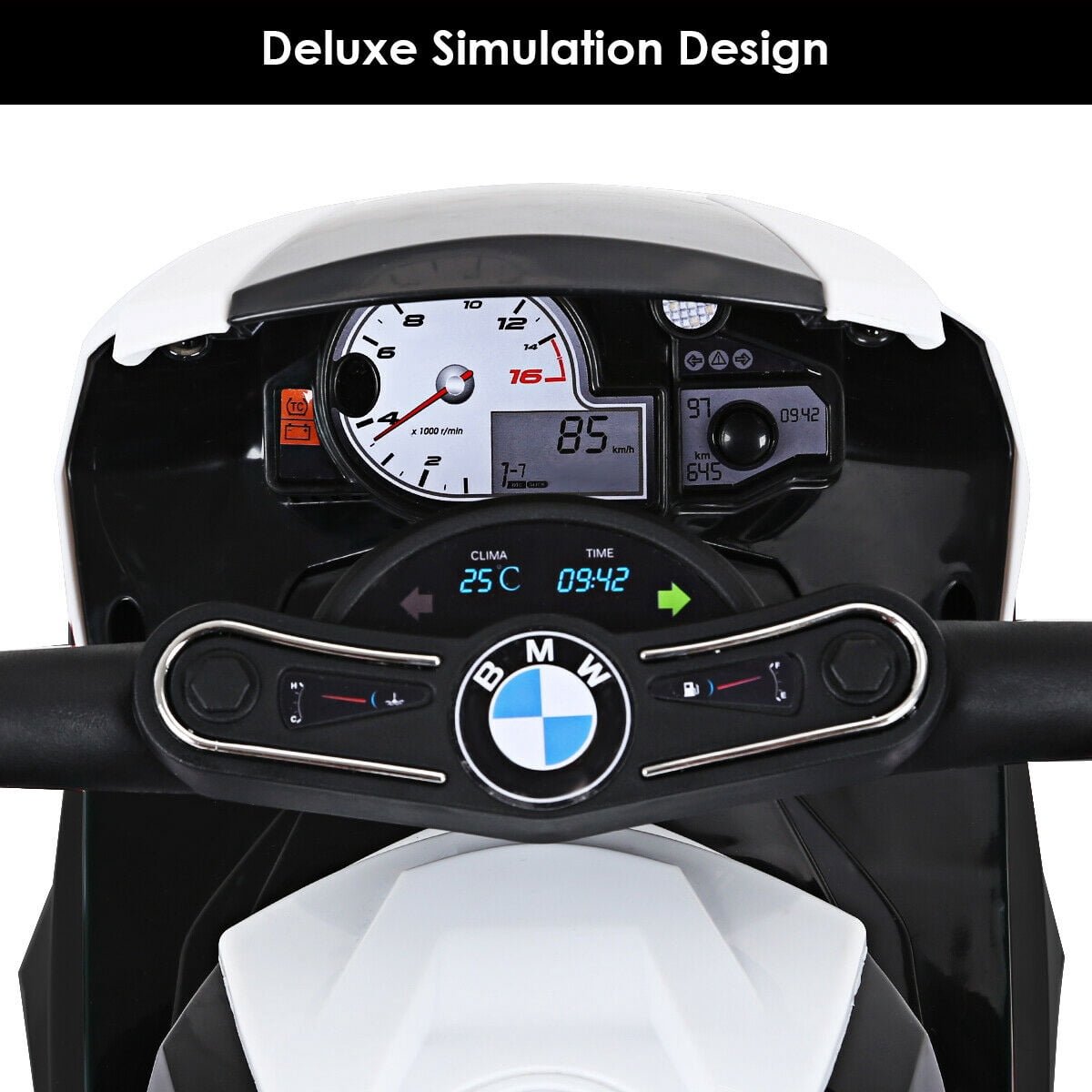Gymax Kids Ride On Motorcycle BMW Licensed 6V Electric 3 Wheels Bicycle w/ Music&Light Black