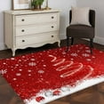 thumbnail image 3 of Hallway Runner Rugs 2.7x5 Ft, Red Christmas Non Slip Area Rugs for Kitchen Bedroom Entryway, Snowflake Xmas Tree Ball Winter Modern Abstract Art Washable Carpet Runner Rug Floor Mats for Bedroom, 3 of 9