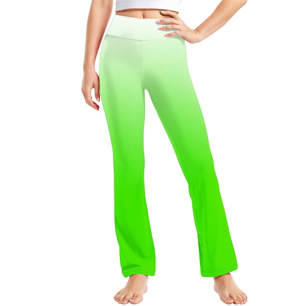 Odeerbi 2-13 Años Niñas Pierna Ancha Pantalones Yoga Gradiente Workout Danza Deportes Atlético Pantalones Elasticidad Lindo Alta Cintura Pantalones Pierna Recta