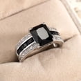 thumbnail image 4 of Unisex Retro Geometric Alloy Ring in Gold Blue Jewelry, 4 of 5