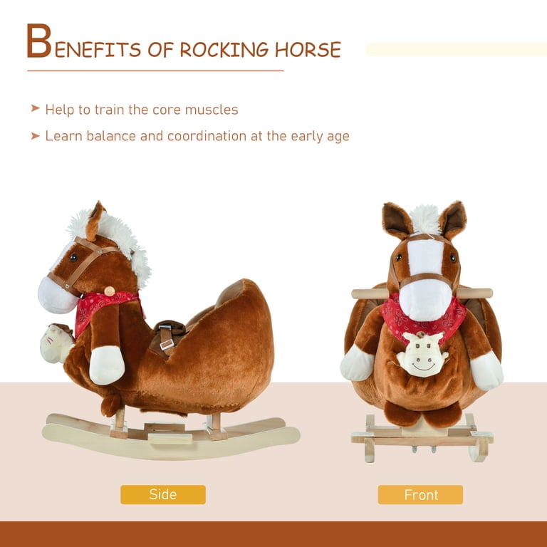 Qaba Rocking Horse with Music for Toddlers, Brown photo 4