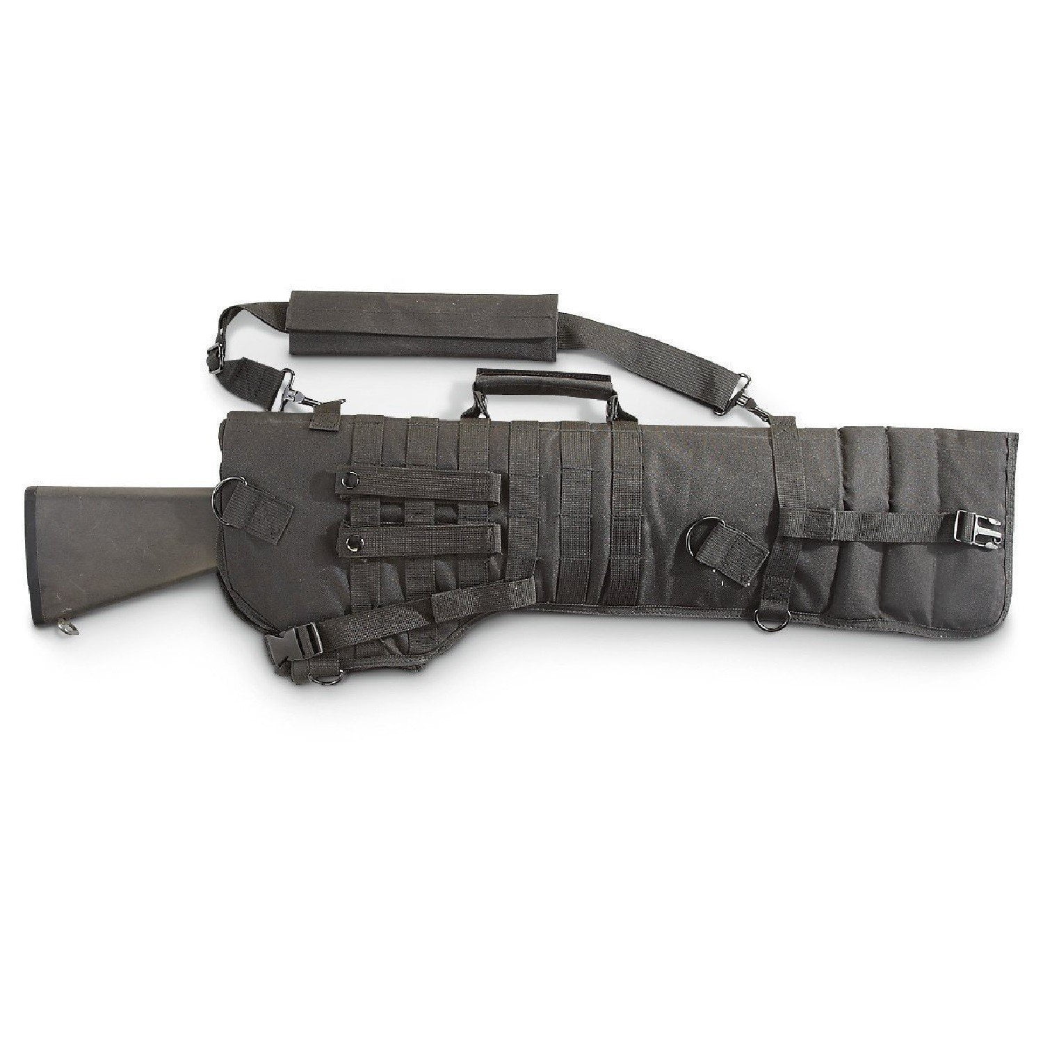Large Tactical Rifle Case Security Padded Gun Bag MOLLE Airsoft Shooting Black 