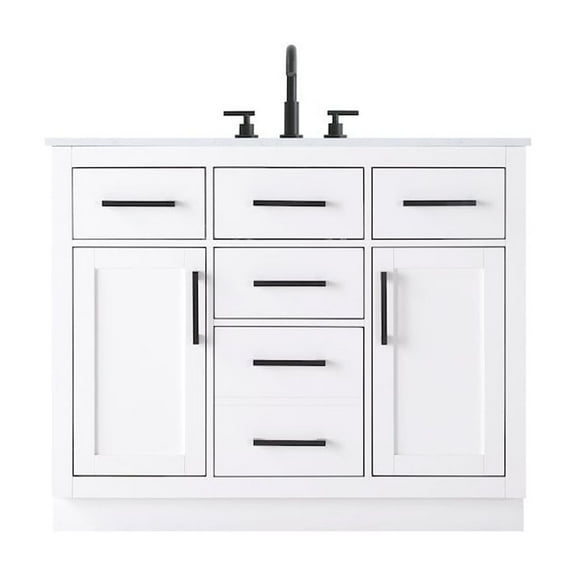 Elegant Kitchen and Bath Alden 42 Inch Single Bathroom Vanity In White