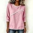 thumbnail image 6 of Jinhomg Ladies 3/4 Sleeve Blouses Cotton Blend Tops with Frayed Edge Lightweight Business Casual Summer Outfits for Women 2026 Pink,M, 6 of 9