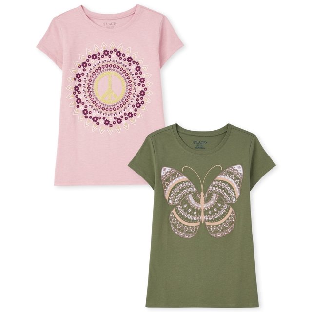 Camiseta The Children's Place con estampado de manga corta, paquete de 2