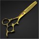 thumbnail image 3 of Juego de tijeras profesionales para cortar el cabello de 6 pulgadas con mango dorado, tijeras de entresacar, acero inoxidable., 3 of 5
