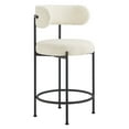 thumbnail image 3 of Counter Stool Chair, Set of 2, Ivory White, Fabric, Metal, Bar Pub Cafe Bistro Dining Kitchen Hospitality Restaurant, Modern Contemporary HB35914, 3 of 11