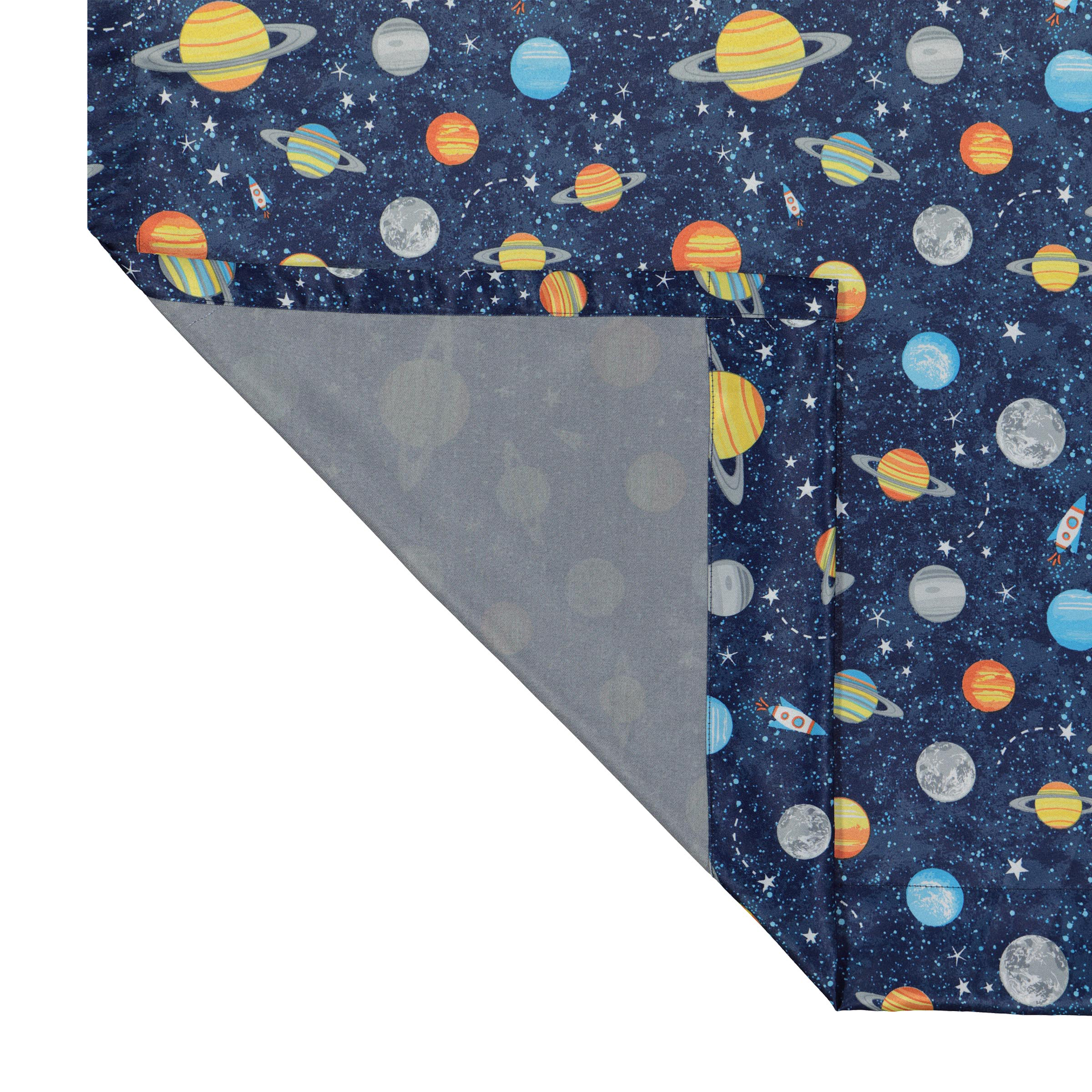 Your Zone Kids Planet Power Blue Grommet Top Blackout Curtain Panel Pair, 37" x 84" - image 4 of 5
