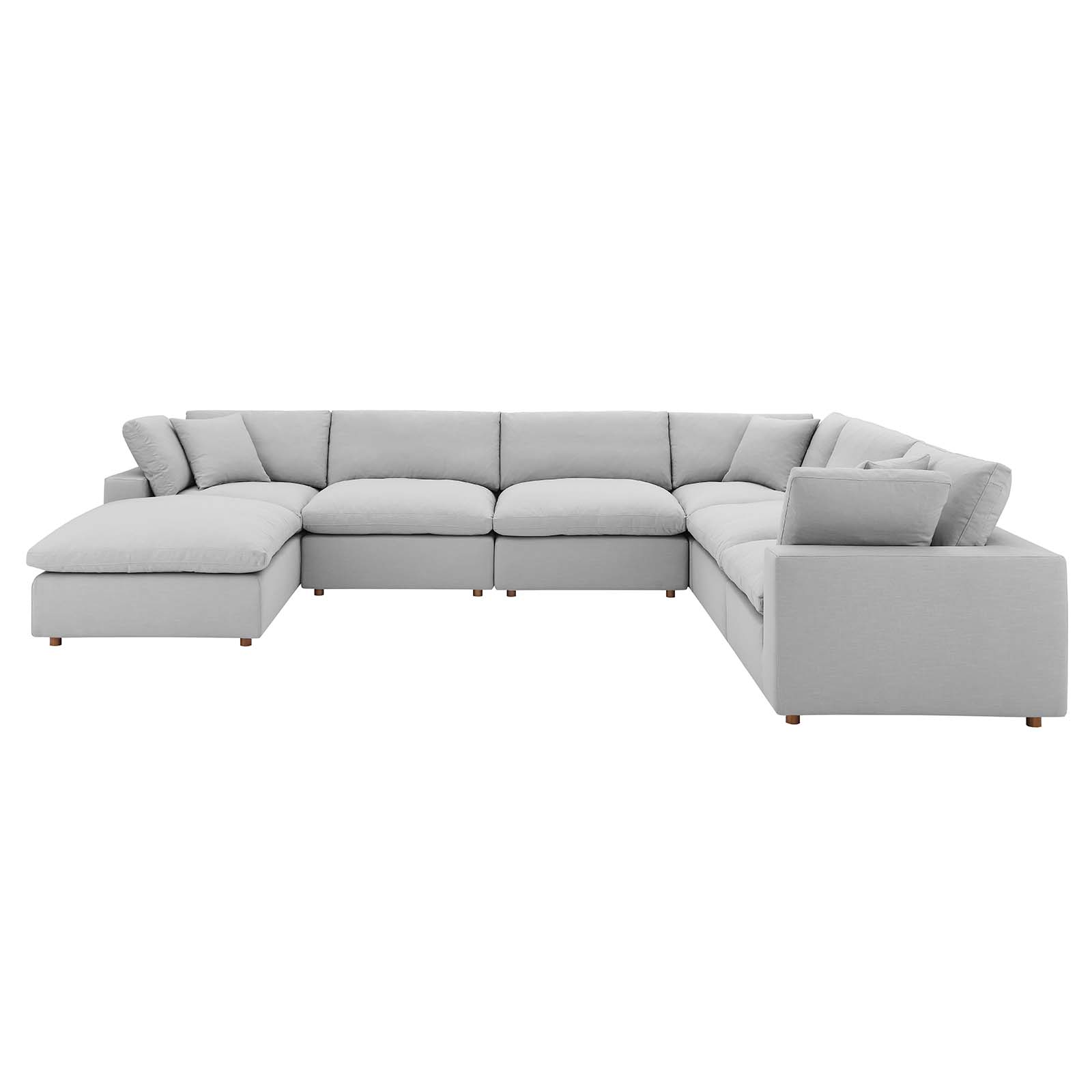 Modular Sectional Deep Sofa Set, Grey Gray, Fabric, Modern Contemporary