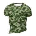 thumbnail image 5 of Mens Workout Shirts Big And Tall Short Sleeve Crewneck Camouflage T-Shirts Causal Stylish Camo Pullover Top Tees,Army Green L, 5 of 6