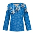 thumbnail image 4 of Women's Christmas Snowflake Print Long Sleeve V-Neck Button Down Casual Blouse Top Festive Holiday Shirt, 4 of 5