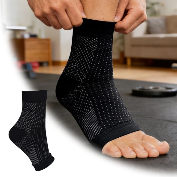 VMWMSSR Compression Ankle Support Sleeve 2Pcs, Open Toe Breathable Knit Sports Ankle Stabilizer Brace Graduated Compression For Running Gym Basketball Injury Recovery(Black2-S/M)