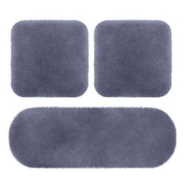 HLONK 3 Sets Car Front Rear Seat Plush Cushion Soft Warm Faux Winter Auto Seat Cover Plush Vehicle Seat Protector Pad With Non-Slip Backing Car Accessories